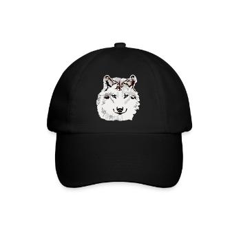 White wolf blue eyes - Baseball Cap - black/black - Front