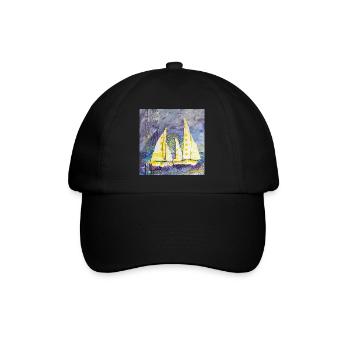 Farbenfroher Segelboot-Motiv im Expressionismus - Baseballkappe - Schwarz/Schwarz - Vorne