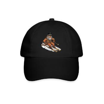 Steampunk Tiger Skier Alps Slope - Baseball Cap - black/black - Front