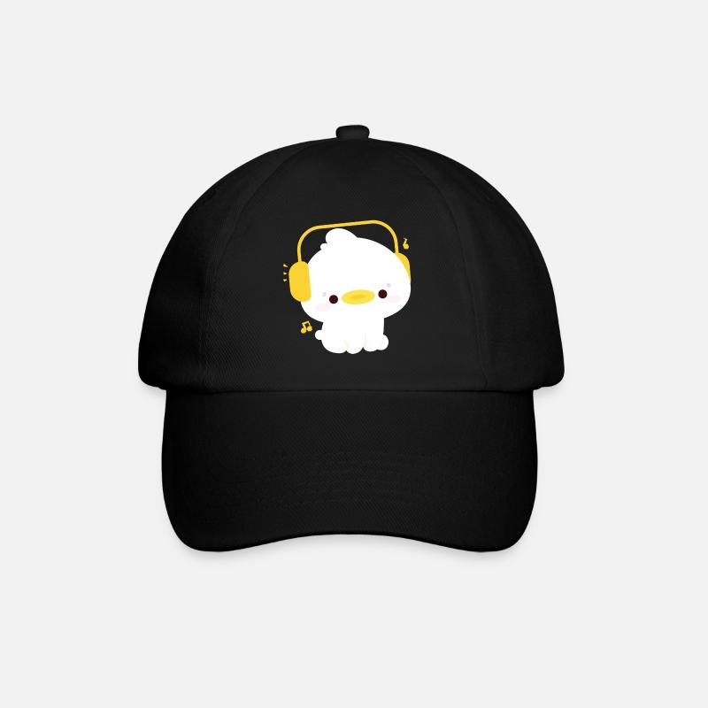 Ente mit Kopfhörern - Baseballkappe - Schwarz/Schwarz