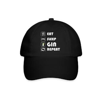 Gin Statement EAT SLEEP GIN REPEAT - Baseballkappe - Schwarz/Schwarz - Vorne