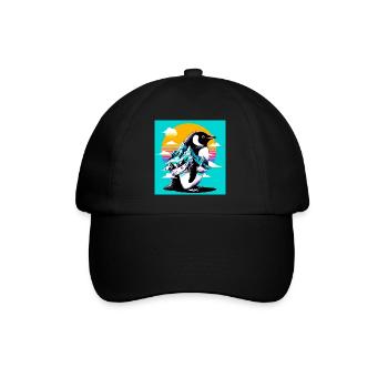 penguin - Baseball Cap - black/black - Front