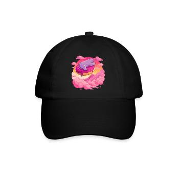 Polar bear on donut in the sea of clouds - Baseball Cap - black/black - Front
