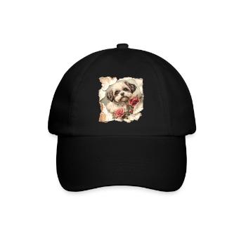 Shih Tzu - Baseballkappe - Schwarz/Schwarz - Vorne