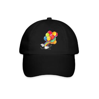 Ferret Balloons and Rainbow - Baseball Cap - black/black - Front