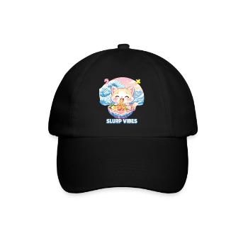 Slurp Kawaii Cat Ramen Noodles Anime Cat - Baseball Cap - black/black - Front
