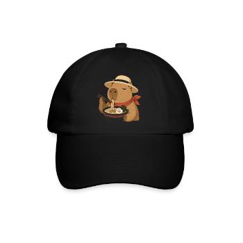 Capybara Ramen: Kawaii japanische Köstlichkeit - Baseballkappe - Schwarz/Schwarz - Vorne