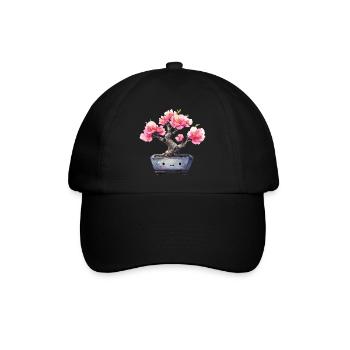 Kawaii Bonsai Blütenfreude - Baseballkappe - Schwarz/Schwarz - Vorne