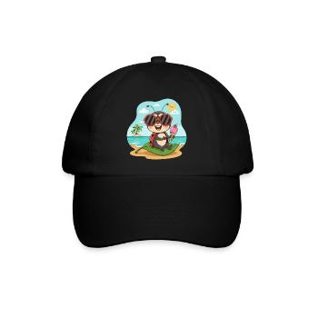 Strandkäfer mit Eis und Sonnenbrille - Baseballkappe - Schwarz/Schwarz - Vorne