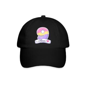 Geburtstags-9-Pastel anpassbar - Baseballkappe - Schwarz/Schwarz - Vorne