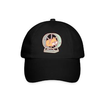 Cute Hamster Running on Wheel - Baseball Cap - black/black - Front