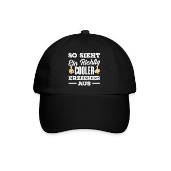 Cooler Erzieher Kindergarten Kita Lustig Spruch - Baseballkappe - Schwarz/Schwarz - Vorne