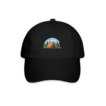 Camping Zelt Natur - Baseballkappe - Schwarz/Schwarz - Vorne
