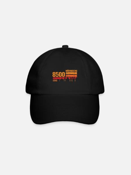 Nürnberg Skyline Silhouette 8500 Postleitzahl alte - Baseballkappe - Schwarz/Schwarz