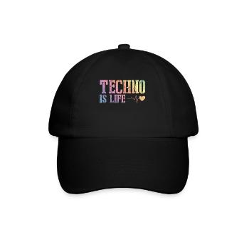techno ist leben - Baseballkappe - Schwarz/Schwarz - Vorne