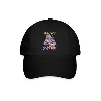 einhorn unicorn training power bunt gym - Baseballkappe - Schwarz/Schwarz - Vorne