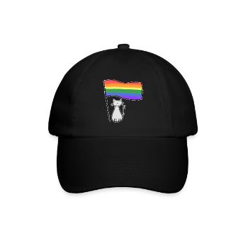 gray cat lgbt flag symbol love - Baseball Cap - black/black - Front
