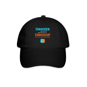 18. Geburtstag - Erwachsen oder nicht? - Baseballkappe - Schwarz/Schwarz - Vorne