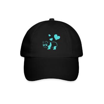 Panda blau Herzen Tierliebe Tier - Baseballkappe - Schwarz/Schwarz - Vorne
