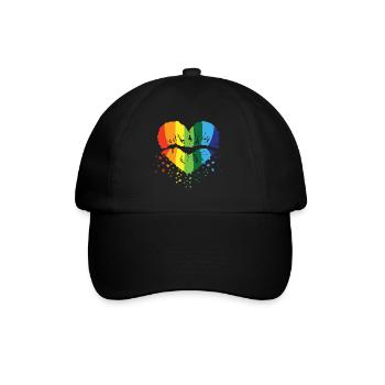 Regenbogen LGBT Schwul Lesbisch T-Shirt - Baseballkappe - Schwarz/Schwarz - Vorne