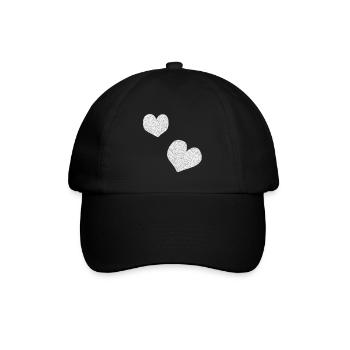 zwei rosa herzen glitzer herz - Baseballkappe - Schwarz/Schwarz - Vorne