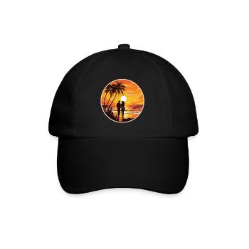 Sunset Couple Beach - Baseball Cap - black/black - Front