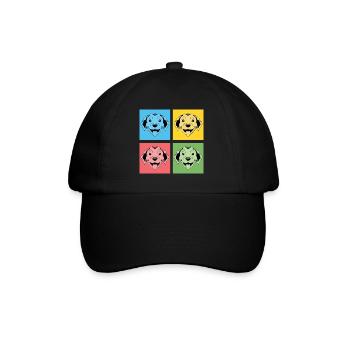 Hundefreund Hund Haustier Geschenk Pop Art Puggle - Baseballkappe - Schwarz/Schwarz - Vorne