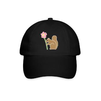 Squirrel, Animals, Animal, Symbol, Flower - Baseball Cap - black/black - Front