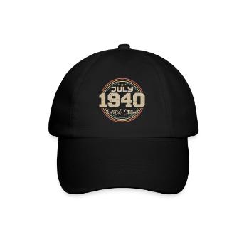 1940 Birthday July 1940 Gift July 1940 - Baseball Cap - black/black - Front
