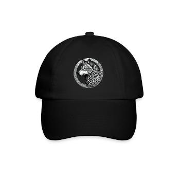 Wolf mit keltischem Knoten 02 - Baseballkappe - Schwarz/Schwarz - Vorne