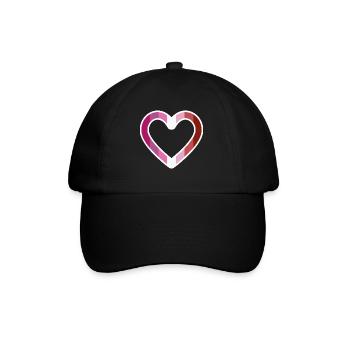 LGBT Herz Lesbisch Lesben Flagge Fahne Pink Lila - Baseballkappe - Schwarz/Schwarz - Vorne