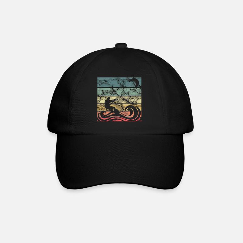 Retro Kitesurfen - Baseballkappe - Schwarz/Schwarz