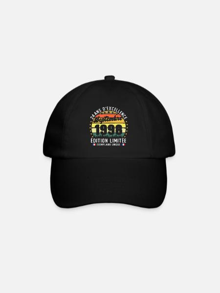 24 Ans Anniversaire Vintage Né en Septembre 1998 - Casquette classique - noir/noir