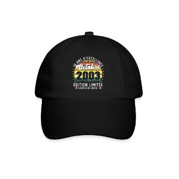 19 Ans Anniversaire Vintage Né en Octobre 2003 - Casquette classique - noir/noir - Devant