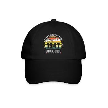 75 Ans Anniversaire Vintage Né en Décembre 1947 - Casquette classique - noir/noir - Devant