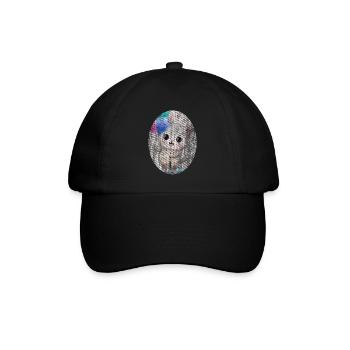 Kätzchen Katze mit Luftballon Gemälde - Baseballkappe - Schwarz/Schwarz - Vorne