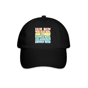 Ich bin wie ich bin - Adenauer Zitat in 3D Text - Baseballkappe - Schwarz/Schwarz - Vorne