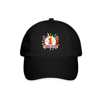 Emblem Erstklassig mit Buntstiften und Schultüten - Baseballkappe - Schwarz/Schwarz - Vorne