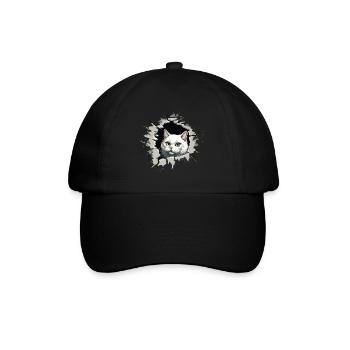 Katze Kätzchen Mietze Miau - Baseballkappe - Schwarz/Schwarz - Vorne