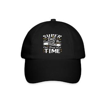 Une fois par jour super papa sauve le monde - Casquette classique - noir/noir - Devant