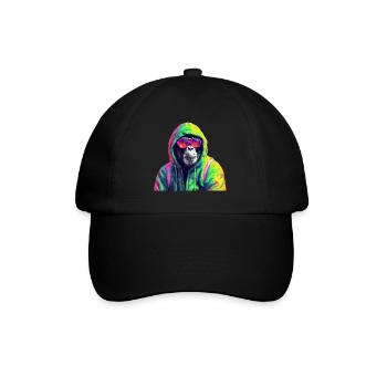 Chimpanzee with Sunglasses Colorful Cool Monkey - Baseball Cap - black/black - Front