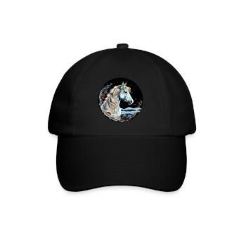 Pferd Winter - Baseballkappe - Schwarz/Schwarz - Vorne