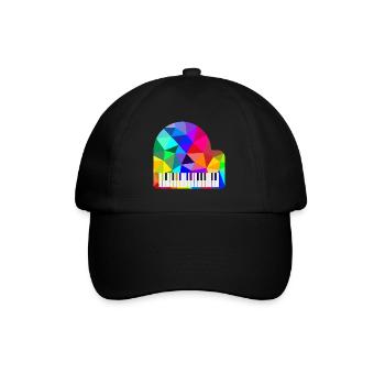 Colorful Rainbow Piano Polygon Pianist Rainbow - Baseball Cap - black/black - Front