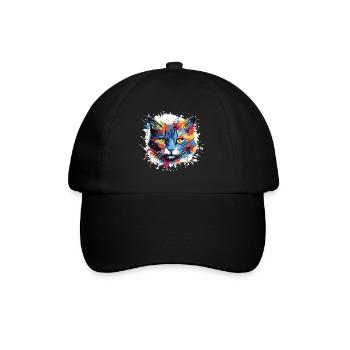 Cat Pop Art Head - Baseball Cap - black/black - Front