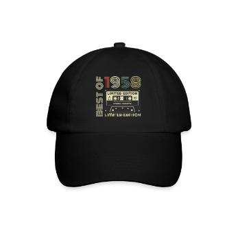 Millésime 1958 - cadeau d’anniversaire rétro 1958 - Casquette classique - noir/noir - Devant