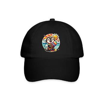 Hallo Sommer lustiger Otter mit großer Eistüte - Baseballkappe - Schwarz/Schwarz - Vorne