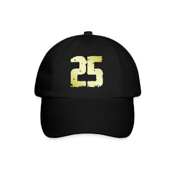 25 Zahl Vintage - Baseballkappe - Schwarz/Schwarz - Vorne