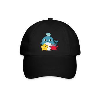 Kleiner Wal - Baseballkappe - Schwarz/Schwarz - Vorne