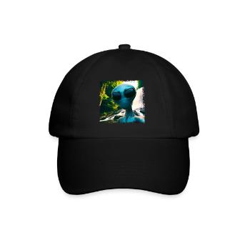 Alien Selfie - Neben dem Wasserfall - Baseballkappe - Schwarz/Schwarz - Vorne