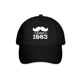 Geschenk zum 61. Geburtstag - Vintage 1963 Schnurrbart - Baseballkappe - Schwarz/Schwarz - Vorne